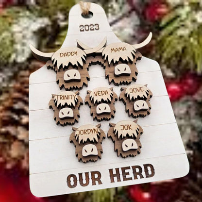 Custom Highland Cow Family Christmas Tree Ornaments, Personalized Family Christmas Ornament 2024 ON0082