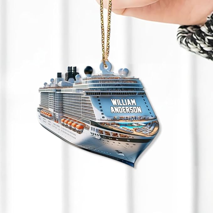 Personalized Cruise Ship Acrylic Christmas Ornament, Custom Name Cruise Ship Lover Sailboat Cruiser Ornament ON0564