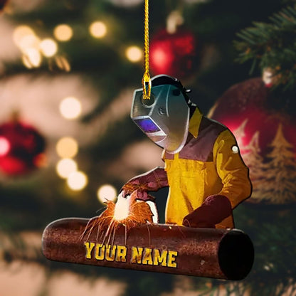 Personalized Welder Welding Christmas Ornament, Custom Name Welder Ornament ON0838