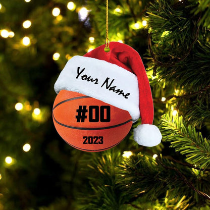 Personalized Basketball Santa Christmas Ornament, Custom Name Basketball Player Ornament ON0628