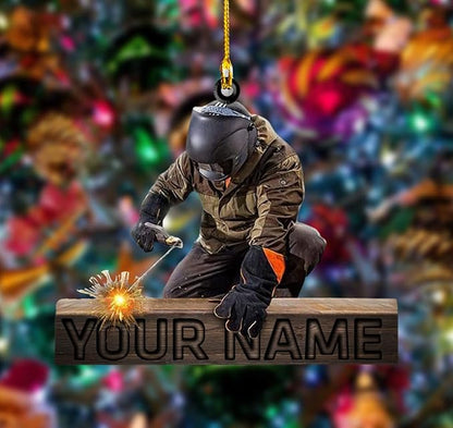 Personalized Welder Christmas Ornament 2024, Custom Name Welder Welding Ornament ON0837