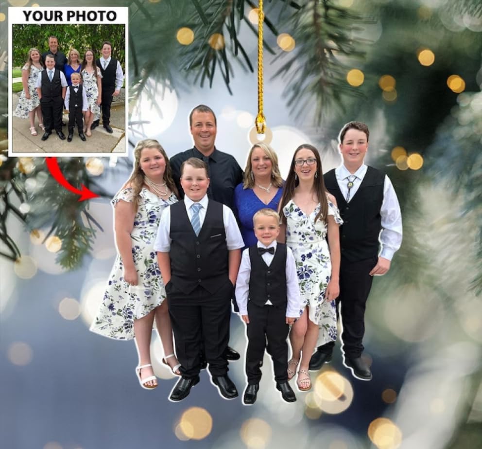 Custom Photo Christmas Ornament 2024, Personalized Family Ornaments with Photo, Personalized Photo Couples Ornaments 2024 ON0079