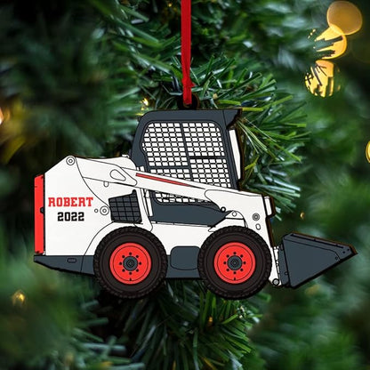 Personalized Skid Steer Loader Christmas Ornament, Custom Name Track Loader Ornament, Construction Vehicle Ornament ON0566