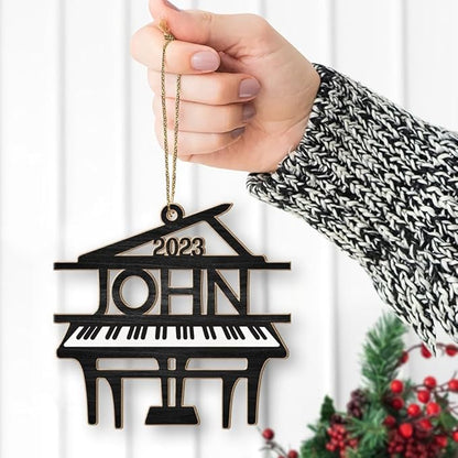 Personalized Piano Christmas Ornament, Custom Name Music Lover Music Teacher Ornament ON0565