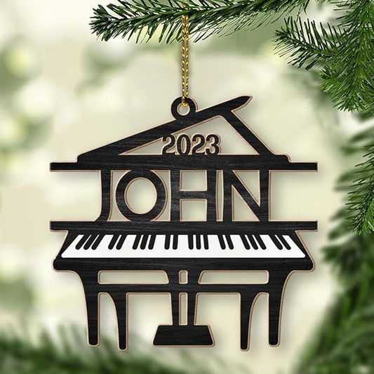 Personalized Piano Christmas Ornament, Custom Name Music Lover Music Teacher Ornament ON0565