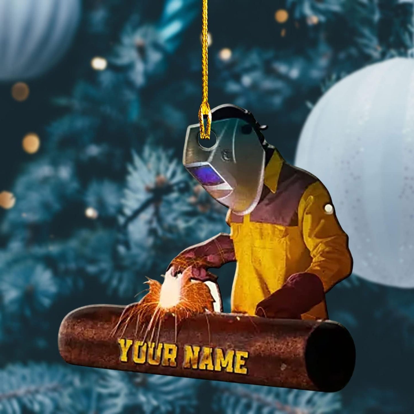 Personalized Welder Welding Christmas Ornament, Custom Name Welder Ornament ON0838