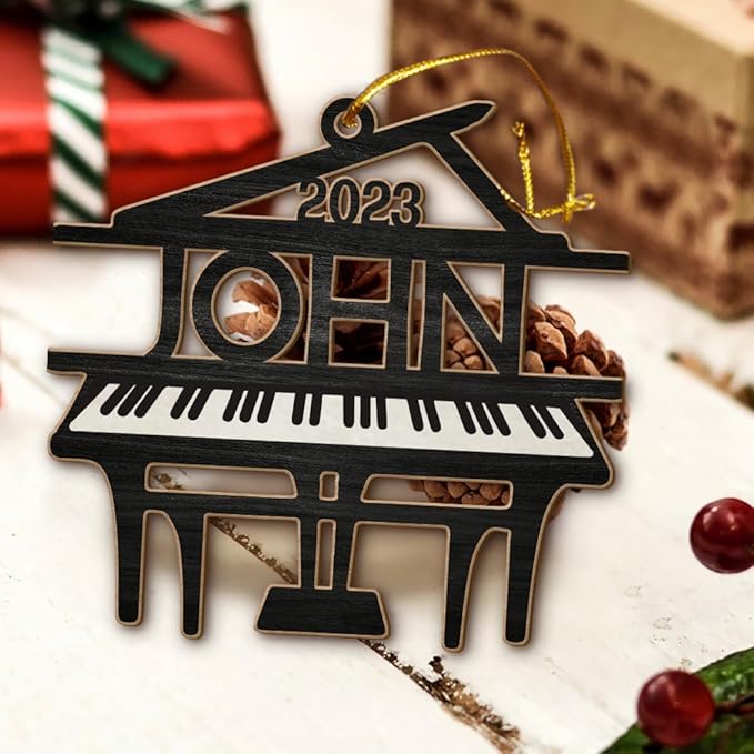 Personalized Piano Christmas Ornament, Custom Name Music Lover Music Teacher Ornament ON0565