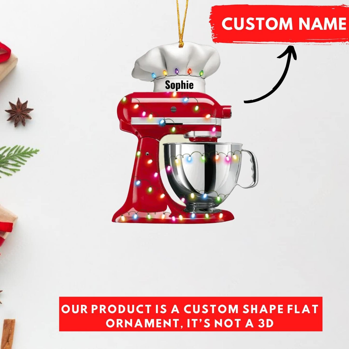 Personalized Baking Christmas Ornament, Custom Name Baker Ornament ON0627