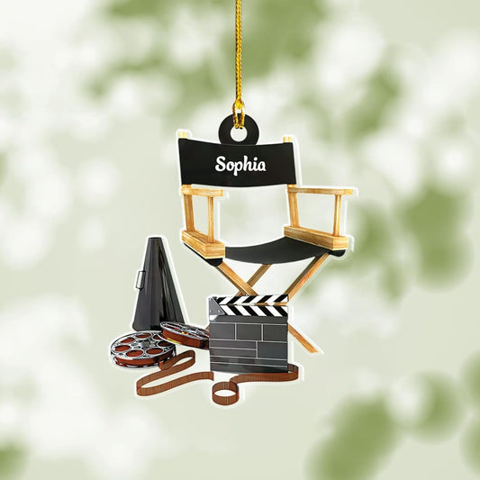 Personalized Film Clapboard Ornament, Custom Name Movie Clapper Christmas Ornament ON0609