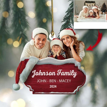 Personalized Family Photo Christmas Ornaments 2024, Custom Photo with Name Family Members Ornament ON0994