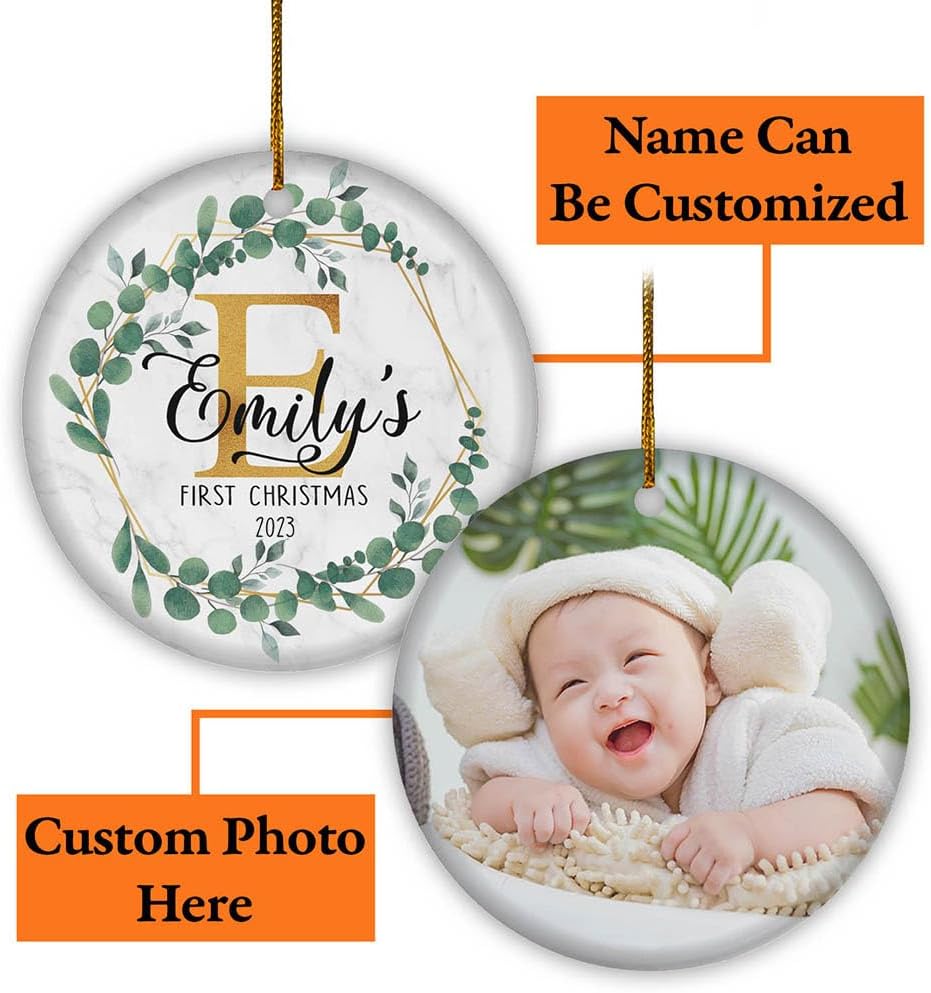 Personalized Baby First Christmas Ornament 2024, Custom Photo Baby Boy Girl 1st Christmas Ornaments ON0097