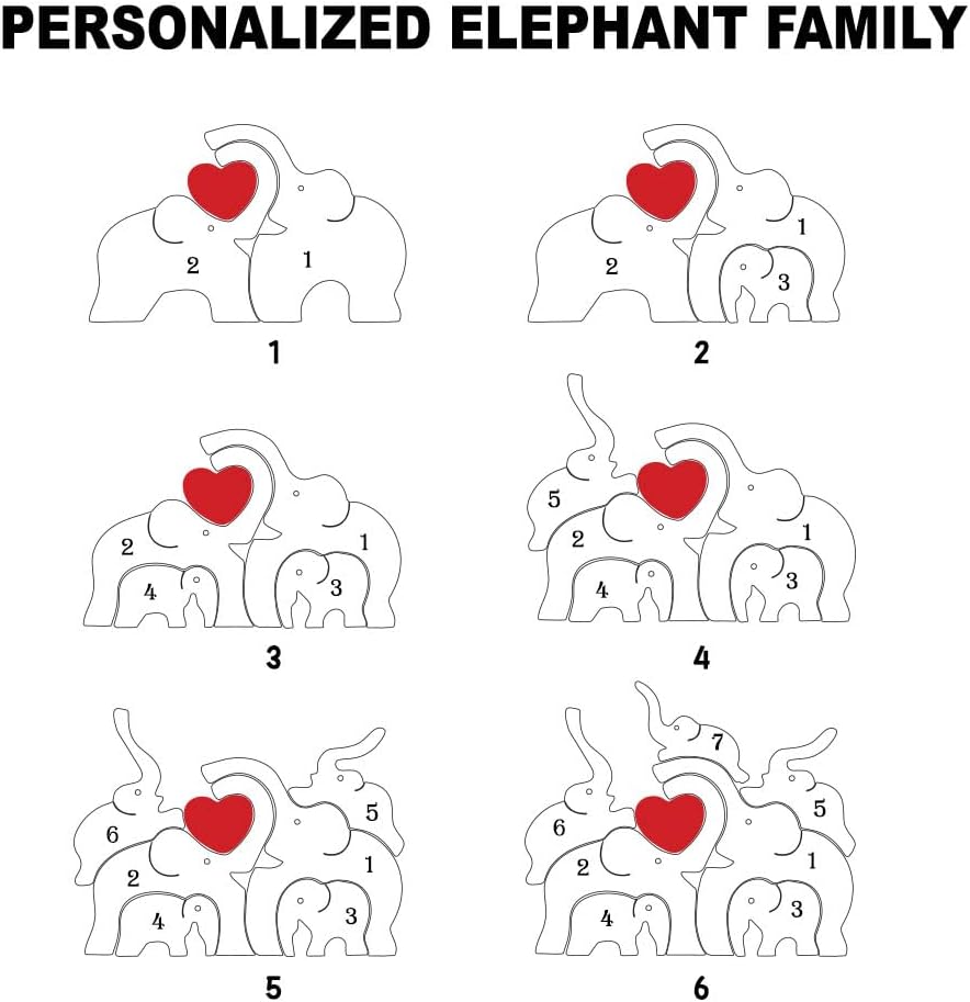 Personalized Family Elephants Puzzle Christmas Ornaments, Custom Family Christmas Ornament 2024 With Name ON0091