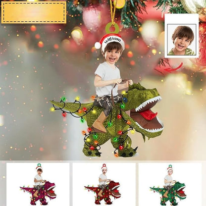 Custom Photo Face Dinosaur Christmas Ornament, Personalized Photo Kids Dinosaurs Christmas Ornament ON0572