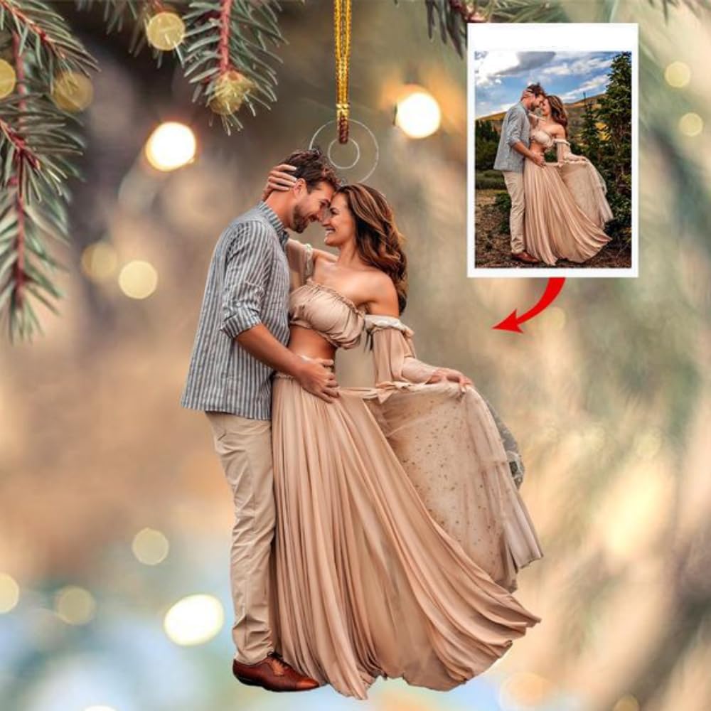 Custom Photo Christmas Ornament 2024, Personalized Family Ornaments with Photo, Personalized Photo Couples Ornaments 2024 ON0079