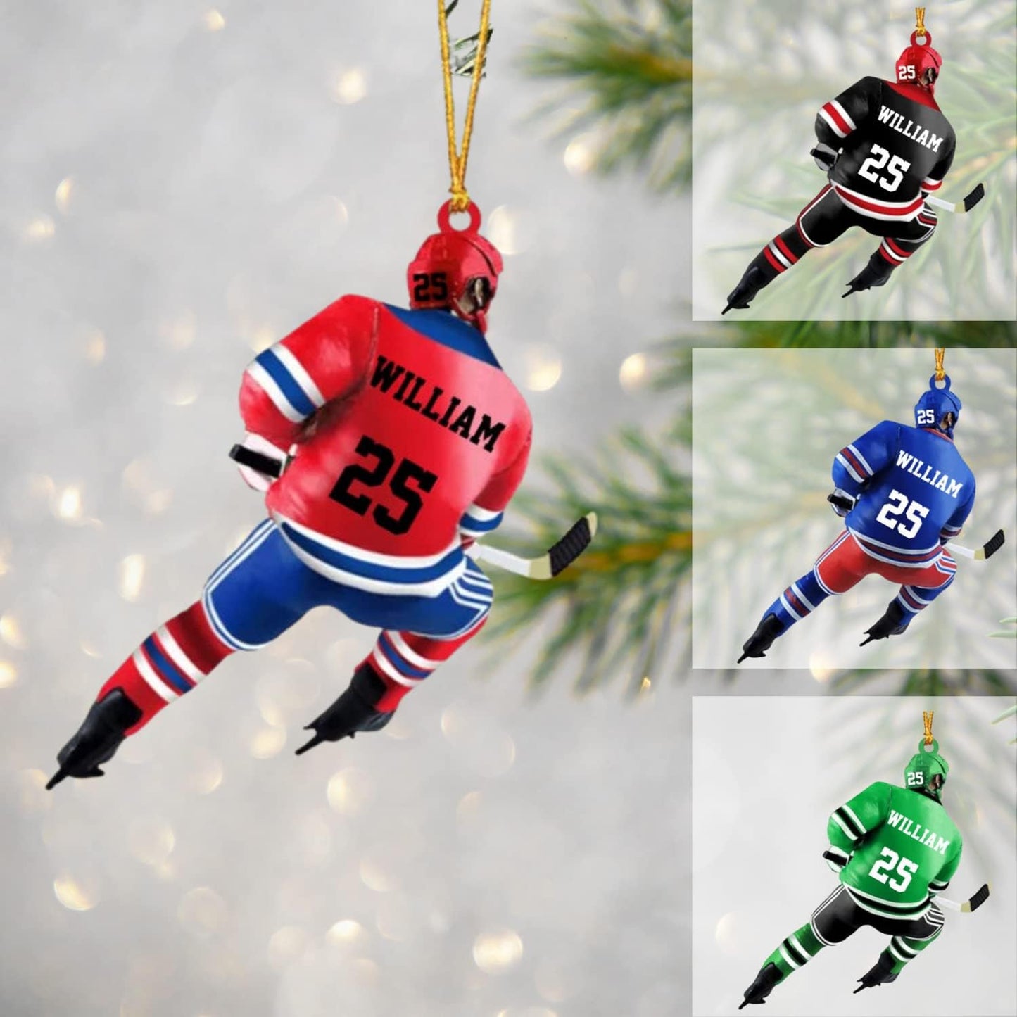 Personalized Hockey Player Ornament, Custom Hockey Lover Christmas Ornament 2024 ON0637