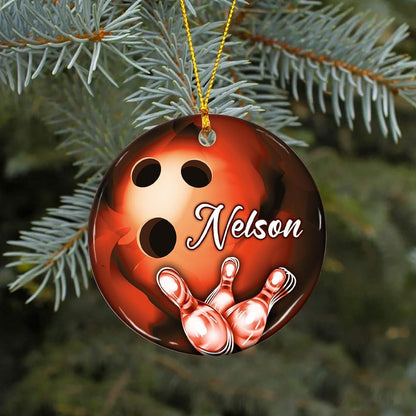 Personalized Bowling Ball Christmas Ornament, Custom Name Bowling Player Ornament ON0642