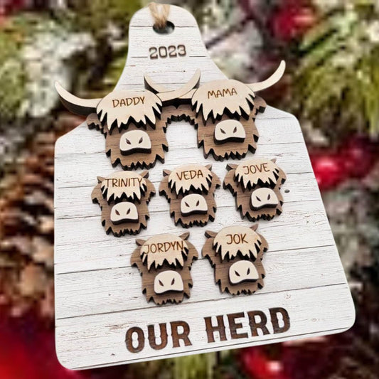 Custom Highland Cow Family Christmas Tree Ornaments, Personalized Family Christmas Ornament 2024 ON0082