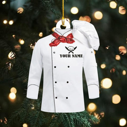 Personalized Chef Uniform Hat Christmas Ornament, Custom Name Chef Ornament ON0629