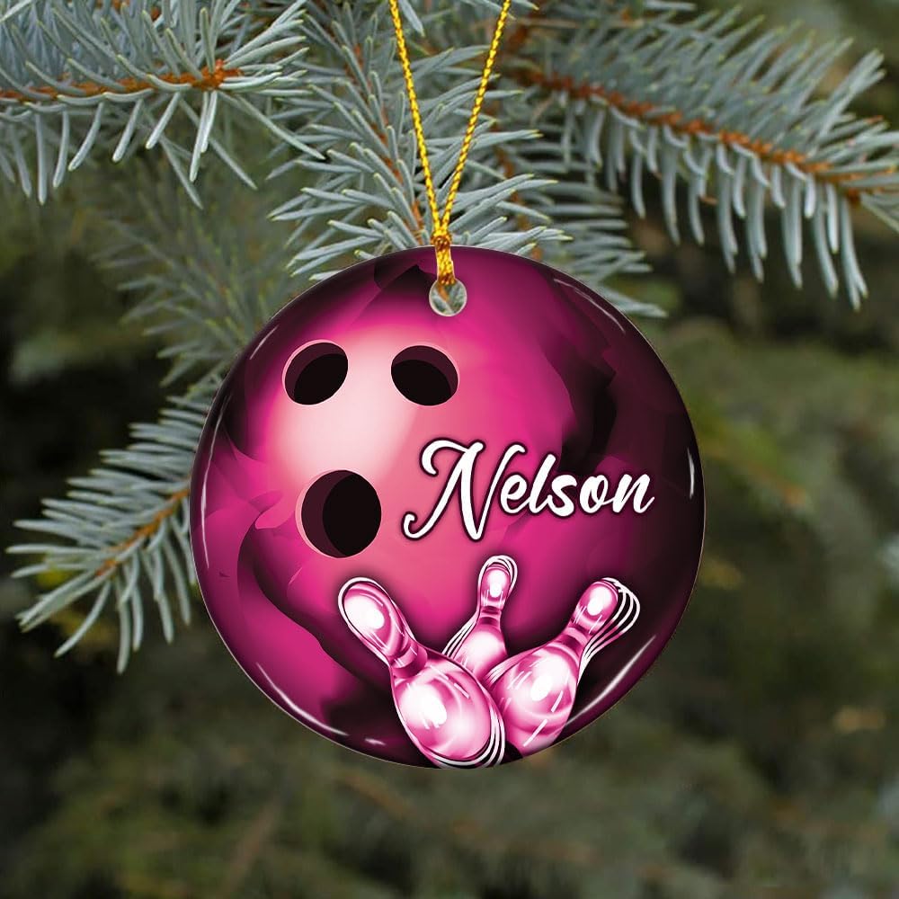 Personalized Bowling Ball Christmas Ornament, Custom Name Bowling Player Ornament ON0642