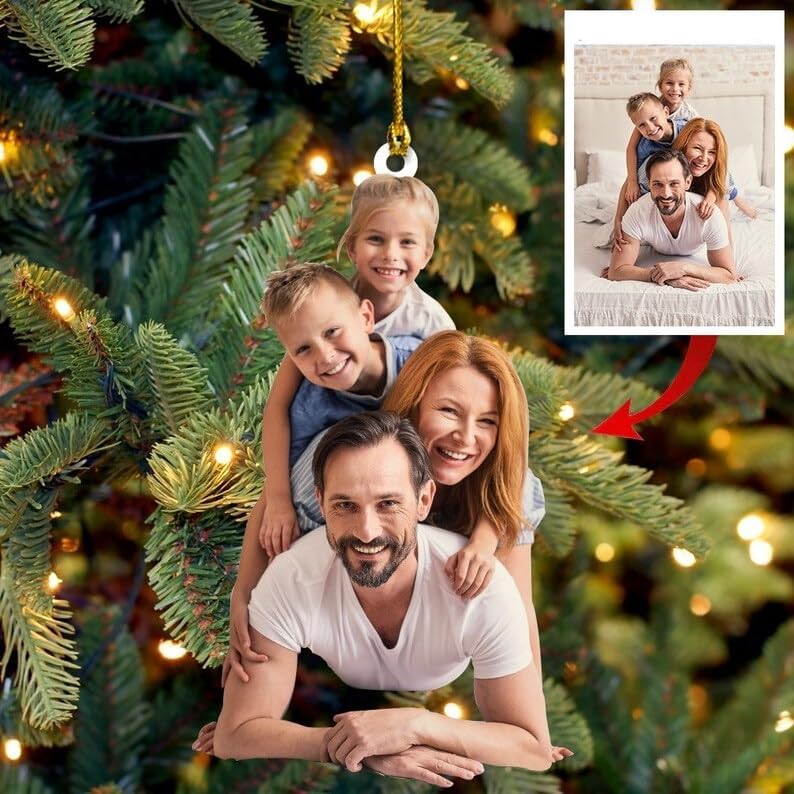 Custom Photo Christmas Ornament 2024, Personalized Family Ornaments with Photo, Personalized Photo Couples Ornaments 2024 ON0079