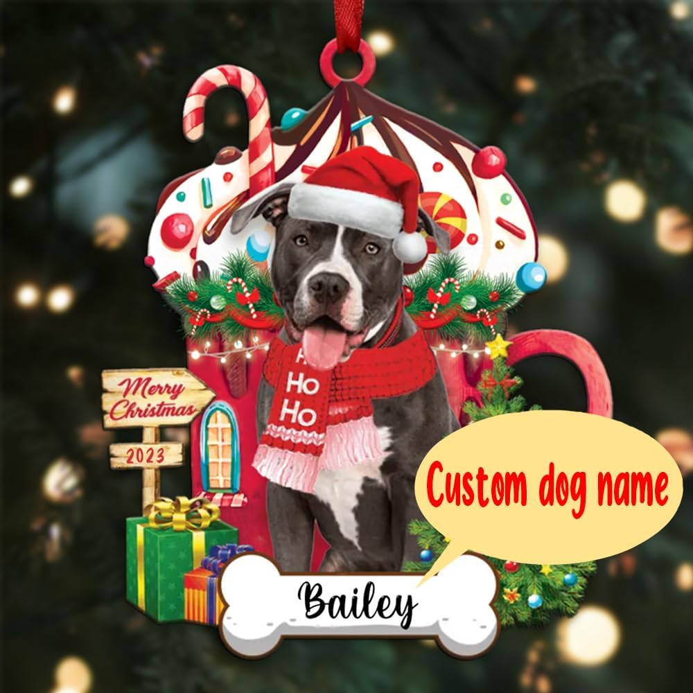 Personalized Pitbull Merry Christmas 2024 Ornament, Custom Name Pitbull Ornament For Dog Lovers ON0830