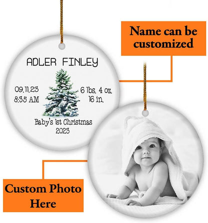 Personalized Baby First Christmas Ornament 2024, Custom Photo Baby Boy Girl 1st Christmas Hanging Ornaments ON0095