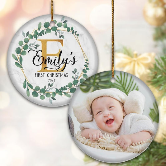 Personalized Baby First Christmas Ornament 2024, Custom Photo Baby Boy Girl 1st Christmas Ornaments ON0097