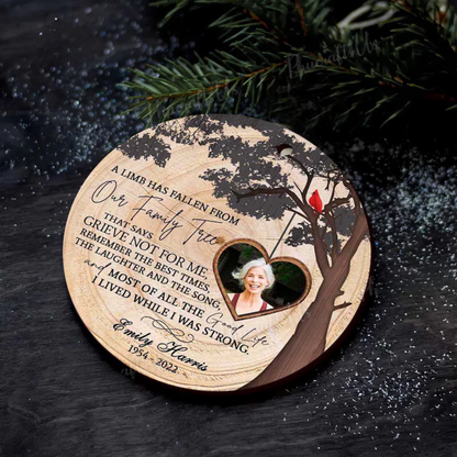 Personalized A Limb Has Fallen From Our Family Tree Cardinal Memorial Ornament, Custom Memorial Family Tree Christmas Ornament With Photo ON0179