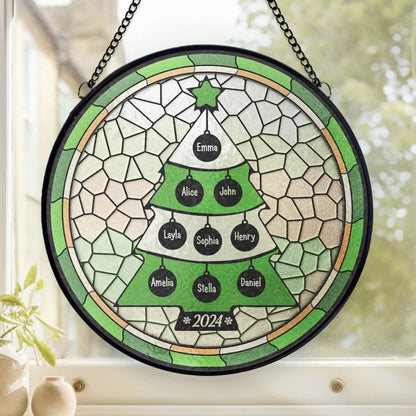 Together We Create Beautiful Memories - Family Personalized Custom Stained Glass Window Hanging Suncatcher - Personalized Family Christmas Tree Ornament 2024 ON0264