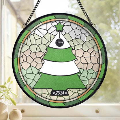 Together We Create Beautiful Memories - Family Personalized Custom Stained Glass Window Hanging Suncatcher - Personalized Family Christmas Tree Ornament 2024 ON0264