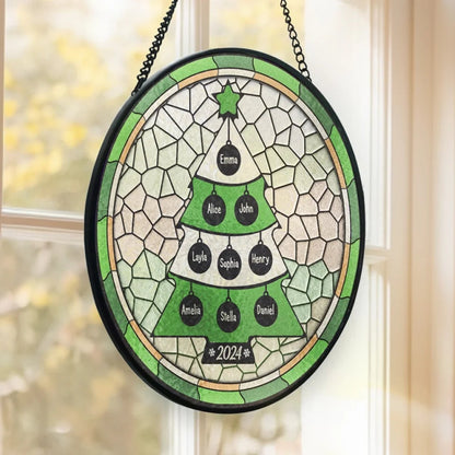 Together We Create Beautiful Memories - Family Personalized Custom Stained Glass Window Hanging Suncatcher - Personalized Family Christmas Tree Ornament 2024 ON0264