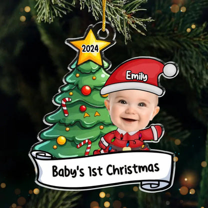 Custom Photo Let's Rock Around The Christmas Tree And Make Merry Memories - Family Personalized Custom Ornament, Custom Baby's 1st Christmas Ornament ON0236