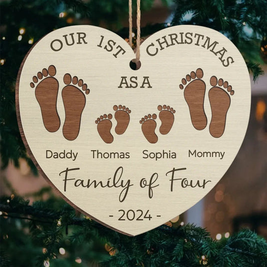 Our First Christmas As A Family - Family Personalized Custom Ornament - Wood Custom Shaped - Christmas Gift For Family Members, Custom Family Christmas Ornament 2024 ON0151