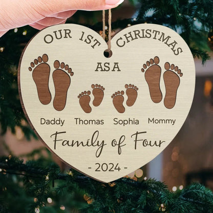 Our First Christmas As A Family - Family Personalized Custom Ornament - Wood Custom Shaped - Christmas Gift For Family Members, Custom Family Christmas Ornament 2024 ON0151