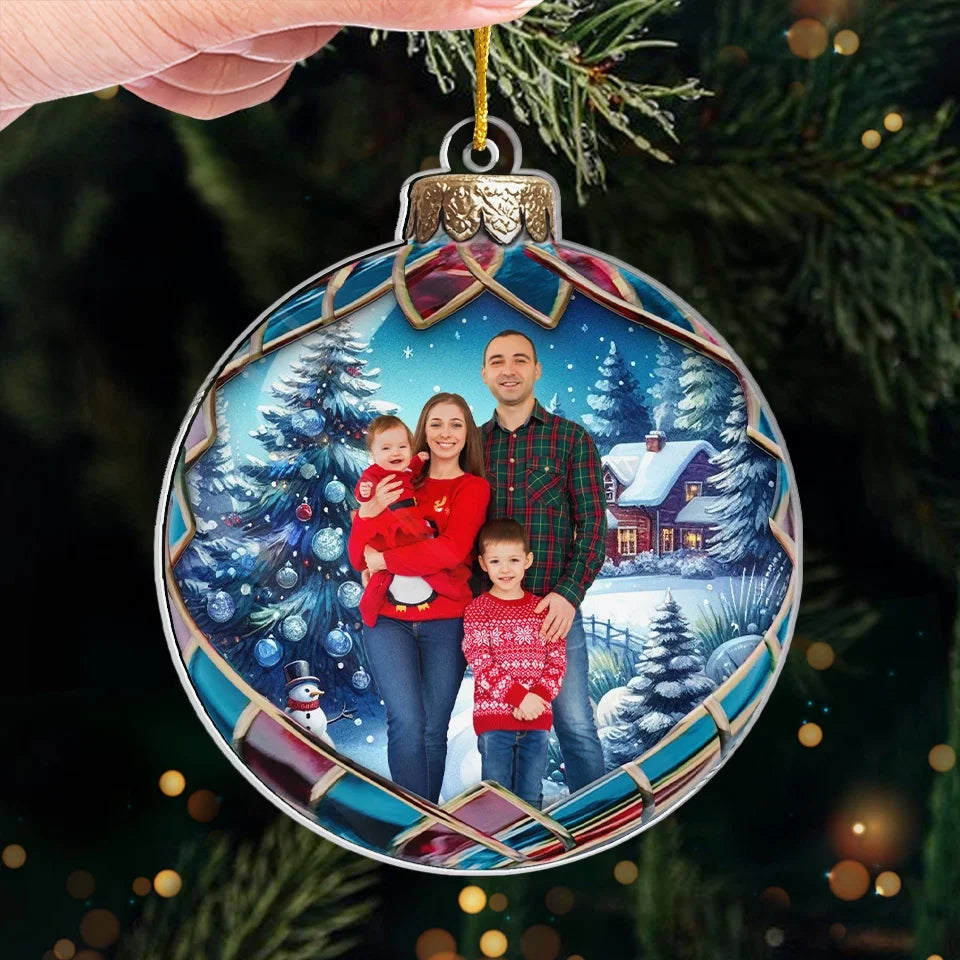 Custom Photo Every Time We Love, Every Time We Give, It’s Christmas - Family Personalized Custom Ornament - Acrylic Custom Shaped - Christmas Ornament For Family Members ON0294