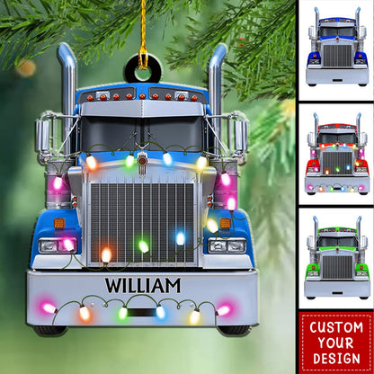 Truck Personalized Christmas Ornament, Custom Name Truckers Christmas Light Ornament ON1544