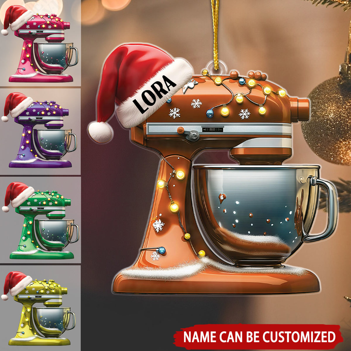 Baking Machine With Christmas Hat Personalized Christmas Ornament, Custom Name Baker Ornament ON1411