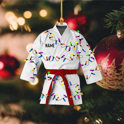 Personalized Karate Uniform Light Christmas Ornament, Custom Name Karate Lovers Ornament ON0996