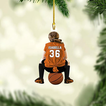 Personalized Basketball Girl Ornament 2024, Custom Name Number Basketball Players Ornament ON0453