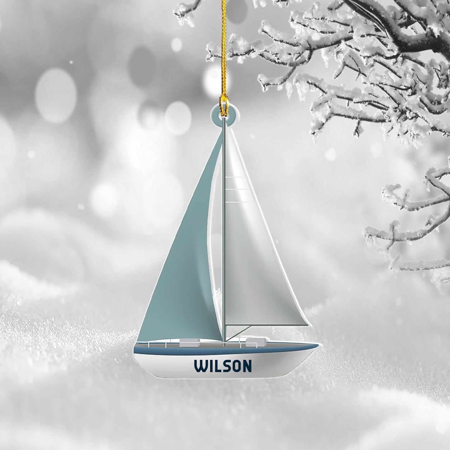 Personalized Sailboat Christmas Ornament, Custom Name Sailing Sailboat Ornament ON0605