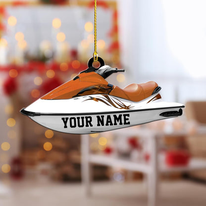 Personalized Jet Ski Christmas Ornament, Custom Name Snowboarding Skiing Lover Ornament ON0587