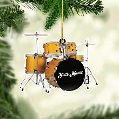 Personalized Drum Set Christmas Ornament 2024, Custom Drummer Playing Ornament ON0614