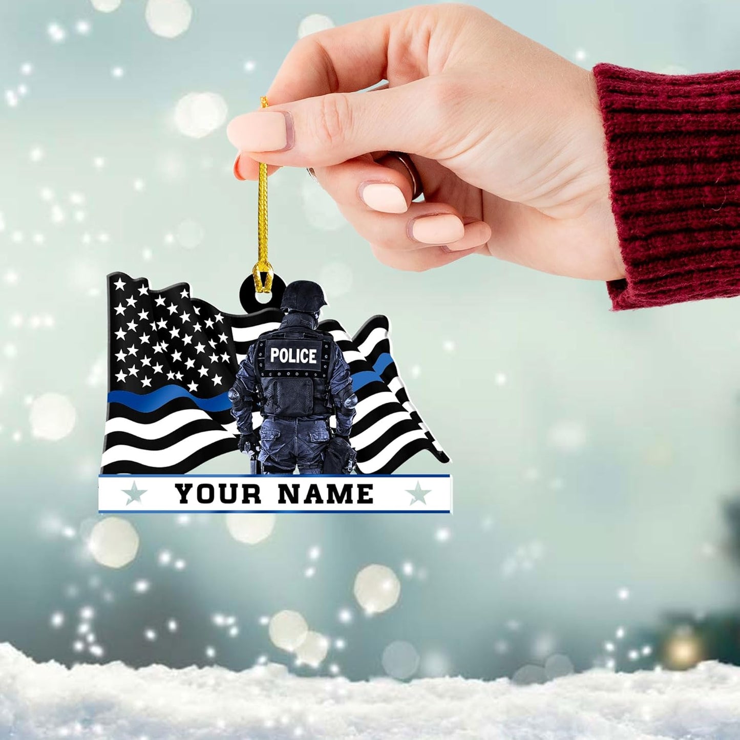 Personalized Police Officer Christmas Ornaments, Custom Name Police Ornament ON0673