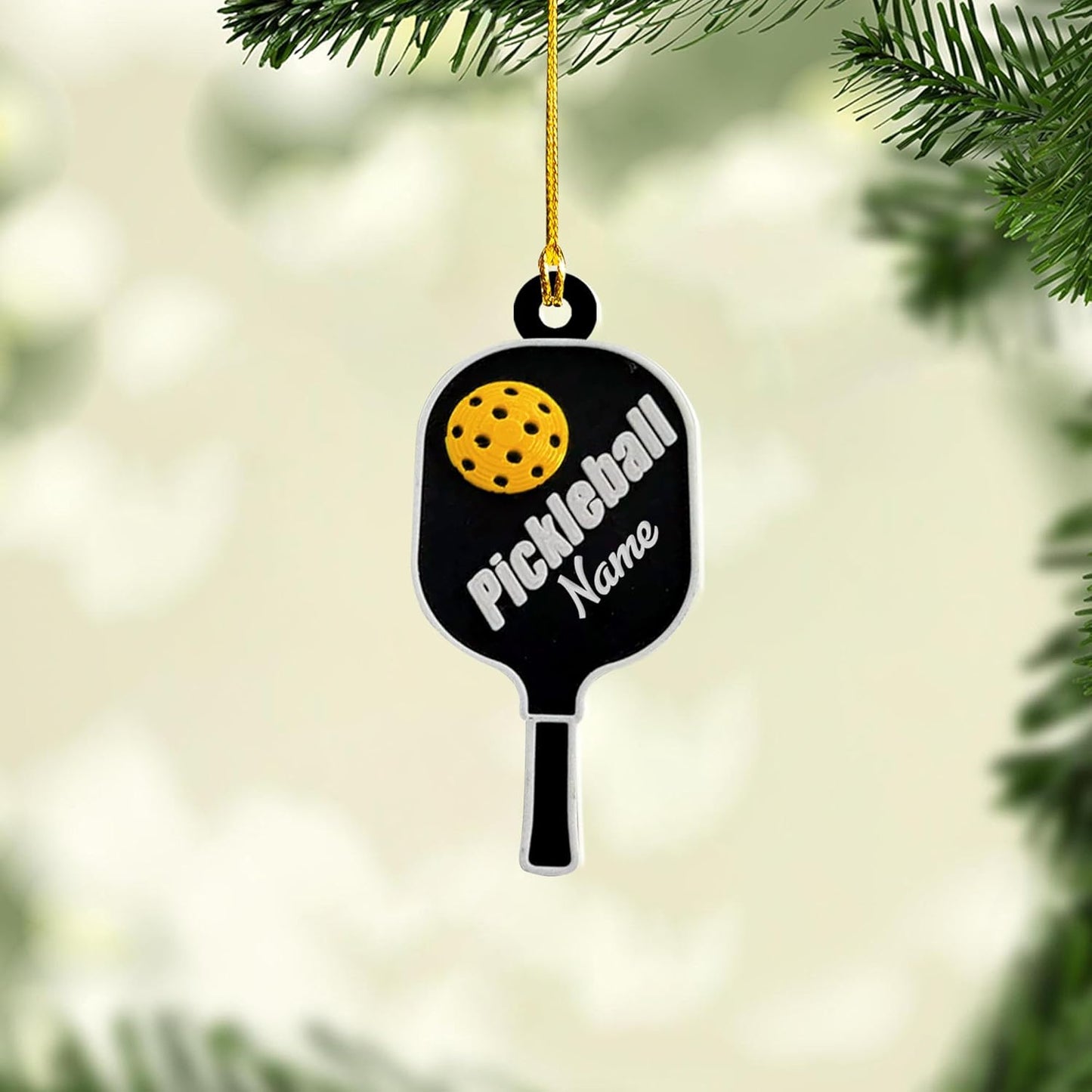 Personalized Pickleball Paddles Ornament, Custom Name Pickle Baller Ornament ON0608