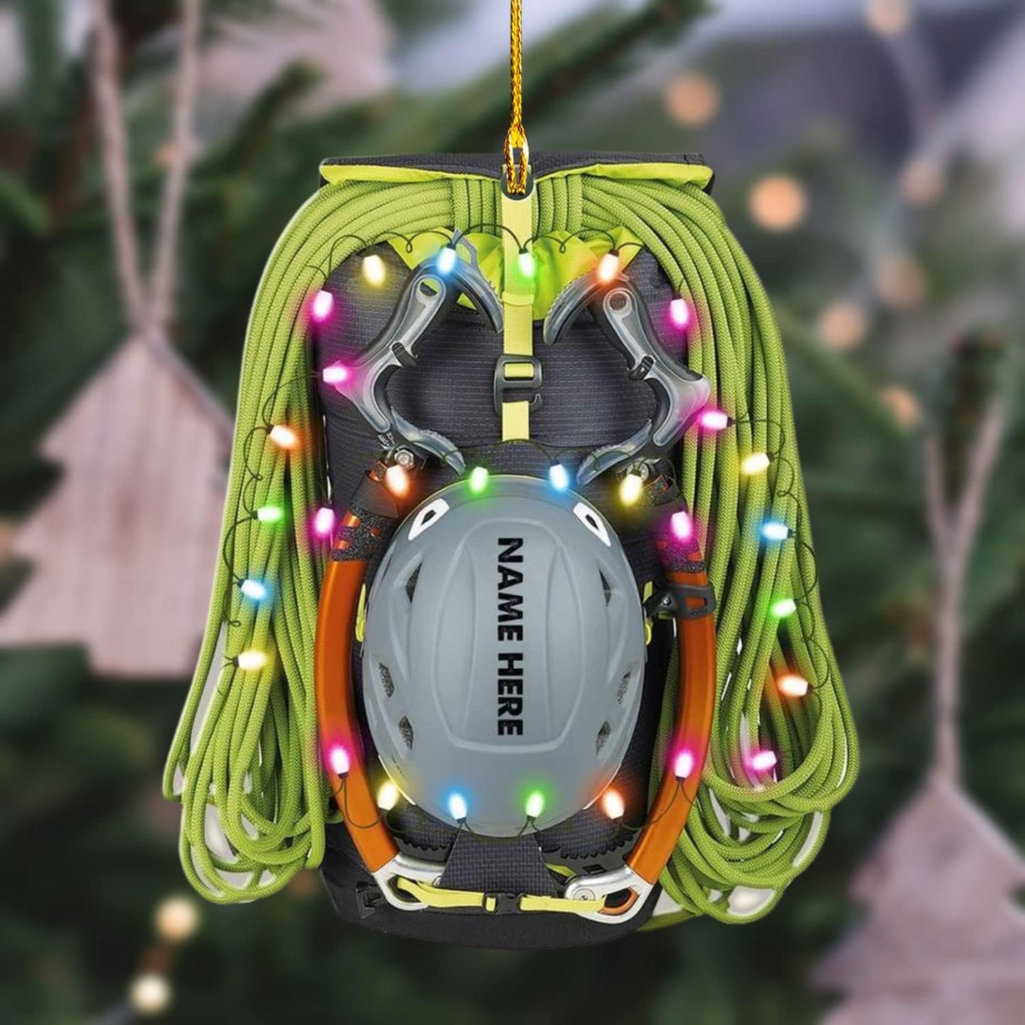 Personalized Mountain Climbing Bag Rock Climbing Light Christmas Ornament, Custom Rock Climber Ornament ON0847