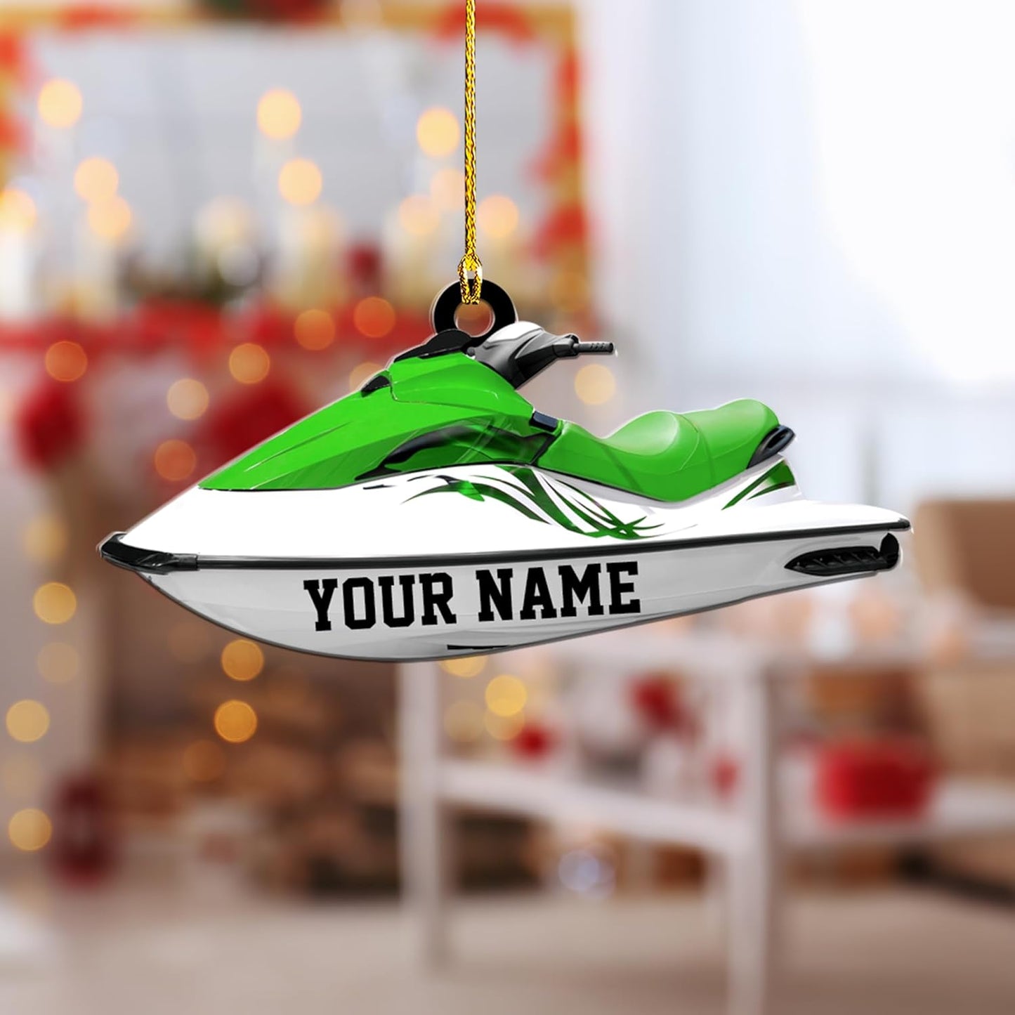 Personalized Jet Ski Christmas Ornament, Custom Name Snowboarding Skiing Lover Ornament ON0587