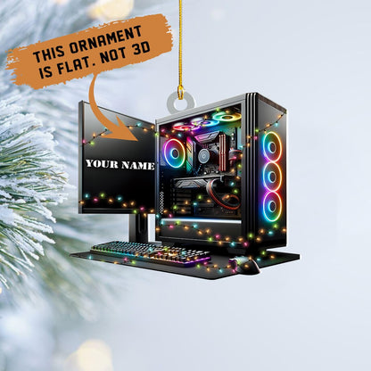 Personalized PC Computer Christmas Ornament, Custom Name Gaming Gamer Christmas Ornament ON0670