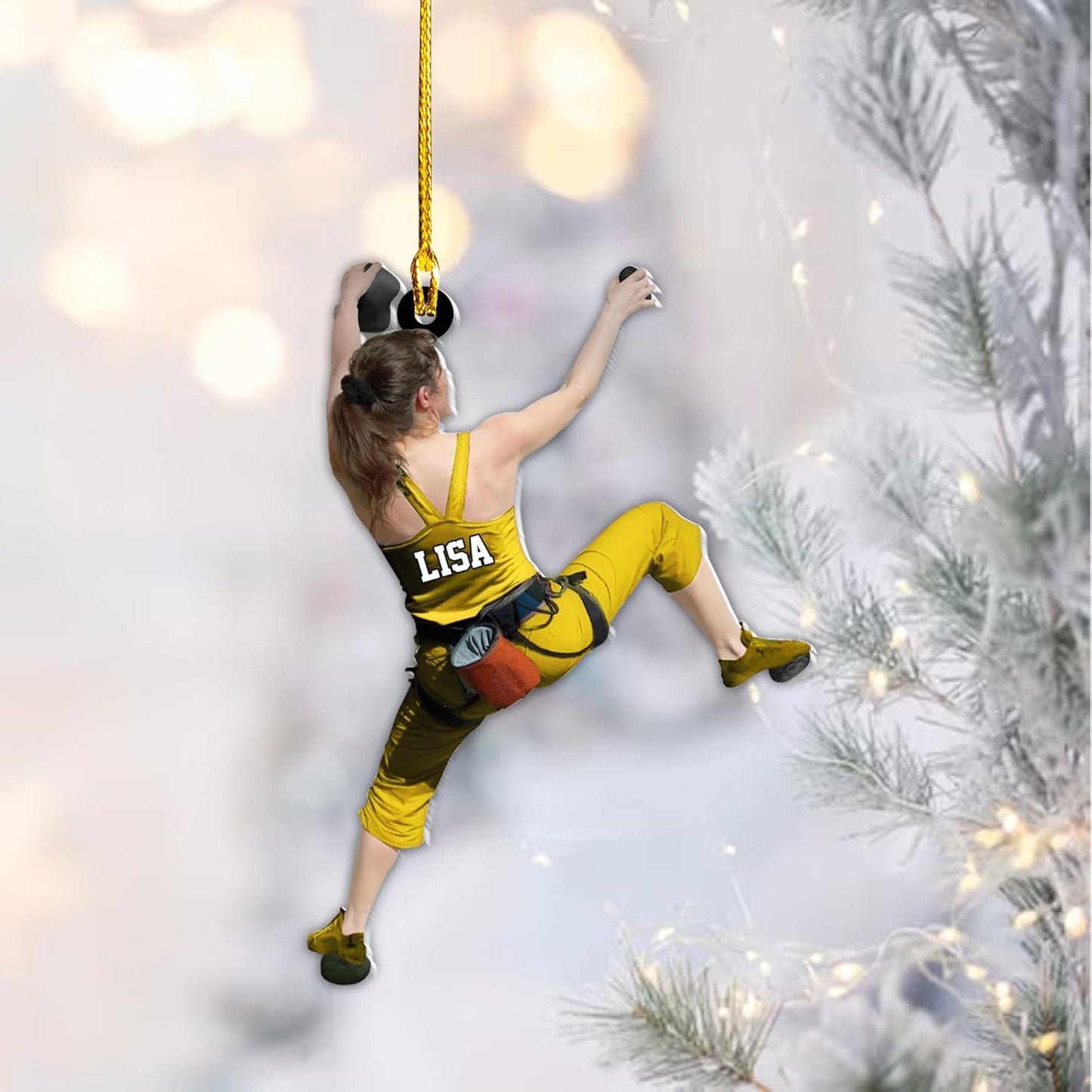 Personalized Rock Climber Female Ornament, Custom Name Rock Climber Rock Climbing Christmas Ornament ON1003