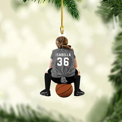 Personalized Basketball Girl Ornament 2024, Custom Name Number Basketball Players Ornament ON0453