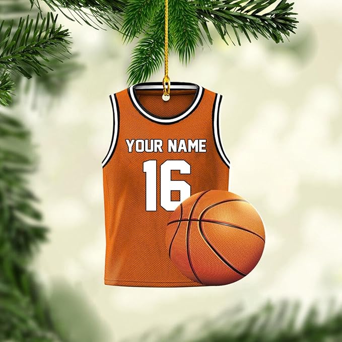 Personalized Basketball Jersey Ornament 2024, Custom Name Number Basketball Christmas Ornament ON0454